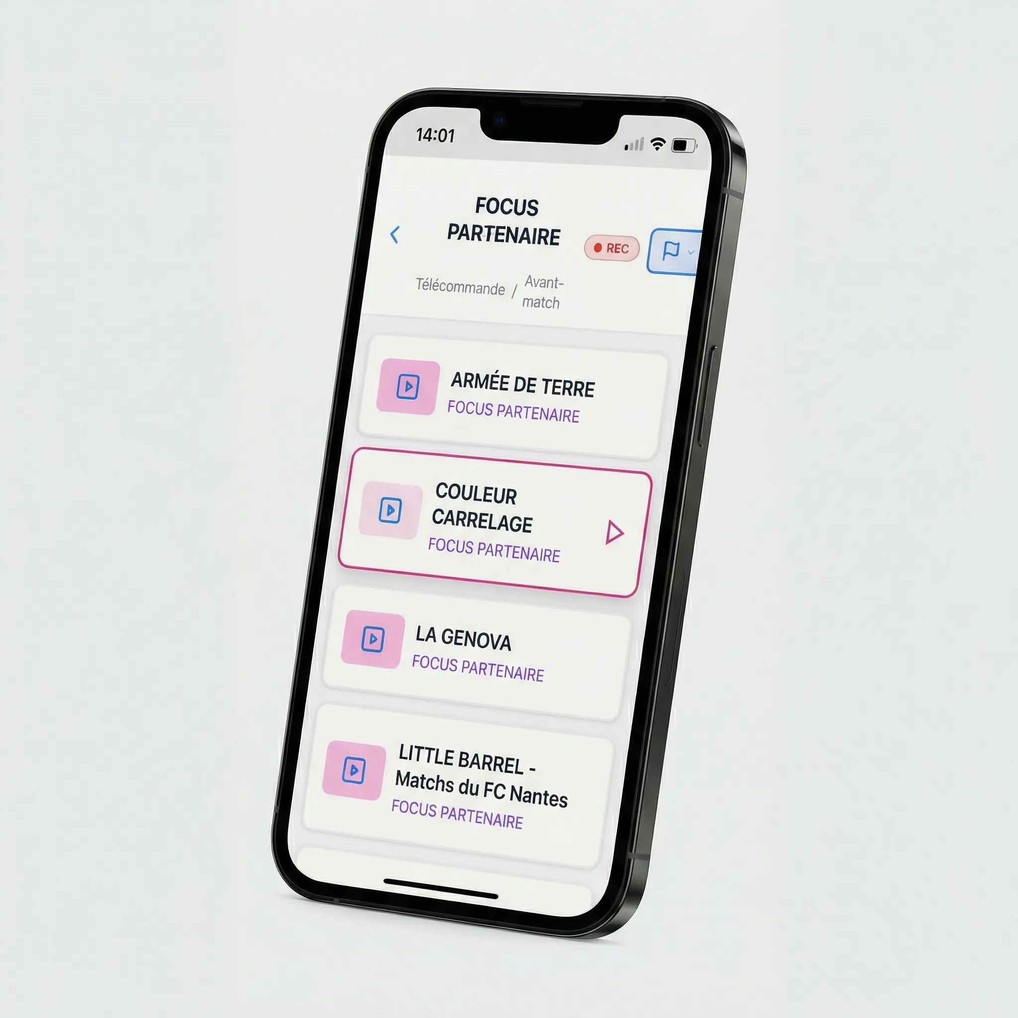 Application télécommande Neopro sur smartphone pour piloter l'écran du gymnase